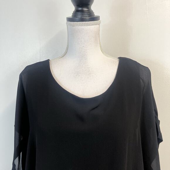 Joseph A Blouse sz Large Black Sheer Is It Silk? Evening Wedding Cocktail Dressy - Picture 2 of 7